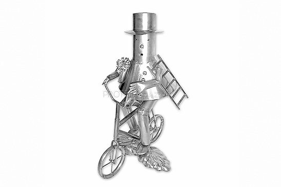 Kominiarz na rowerze metalowa figurka